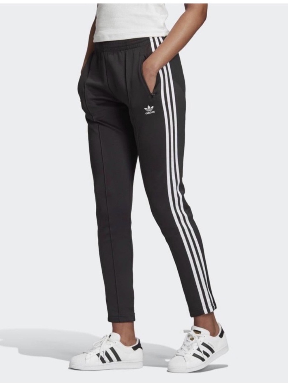 New with tags adidas Black Track Pants with White 3-Stripes